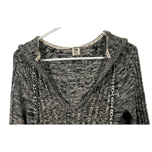 Roxy women's black and white marbled long sleeve hooded sweater size Small - Picture 2 of 10